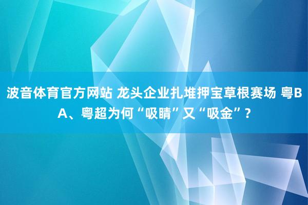 波音体育官方网站 龙头企业扎堆押宝草根赛场 粤BA、粤超为何“吸睛”又“吸金”？