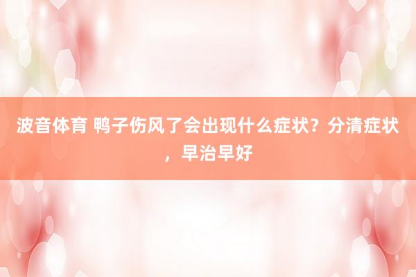 波音体育 鸭子伤风了会出现什么症状？分清症状，早治早好