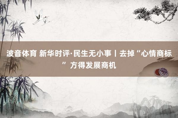 波音体育 新华时评·民生无小事丨去掉“心情商标” 方得发展商机
