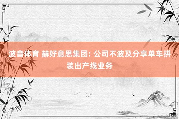 波音体育 赫好意思集团: 公司不波及分享单车拼装出产线业务