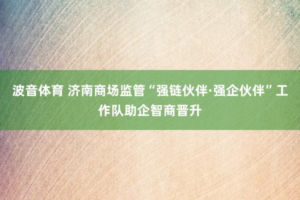 波音体育 济南商场监管“强链伙伴·强企伙伴”工作队助企智商晋升