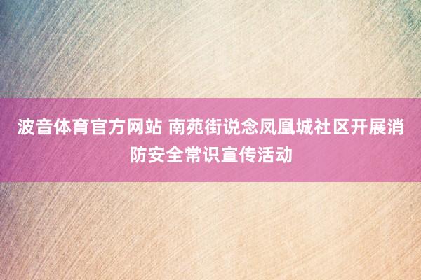 波音体育官方网站 南苑街说念凤凰城社区开展消防安全常识宣传活动
