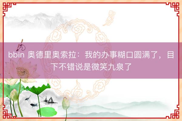 bbin 奥德里奥索拉：我的办事糊口圆满了，目下不错说是微笑九泉了